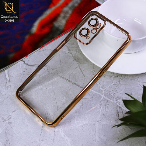 Oppo A96 4G Cover - Golden - Electroplated Shiny Borders Soft Silicone Camera Protection Clear Case
