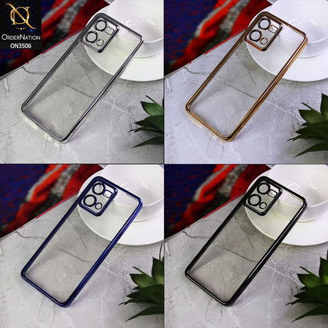 Realme C35  Cover - Black - Electroplated Shiny Borders Soft Silicone Camera Protection Clear Case