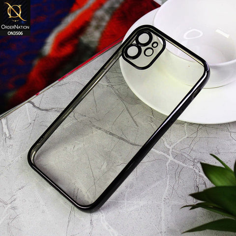 iPhone 11 Cover - Black - Electroplated Shiny Borders Soft Silicone Camera Protection Clear Case
