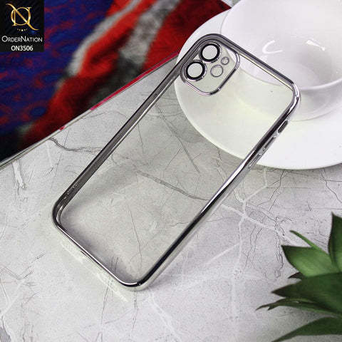 iPhone 11 Cover - Silver - Electroplated Shiny Borders Soft Silicone Camera Protection Clear Case