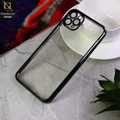 iPhone 11 Pro Max Cover - Black - Electroplated Shiny Borders Soft Silicone Camera Protection Clear Case