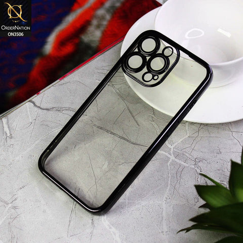 iPhone 13 Pro Cover - Black - Electroplated Shiny Borders Soft Silicone Camera Protection Clear Case