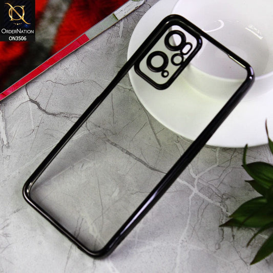 Realme 9i Cover - Black - Electroplated Shiny Borders Soft Silicone Camera Protection Clear Case