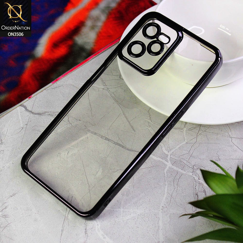 Realme 9 Pro  Cover - Black - Electroplated Shiny Borders Soft Silicone Camera Protection Clear Case