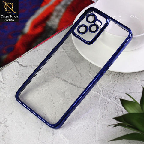 Realme 9 Pro  Cover - Blue - Electroplated Shiny Borders Soft Silicone Camera Protection Clear Case