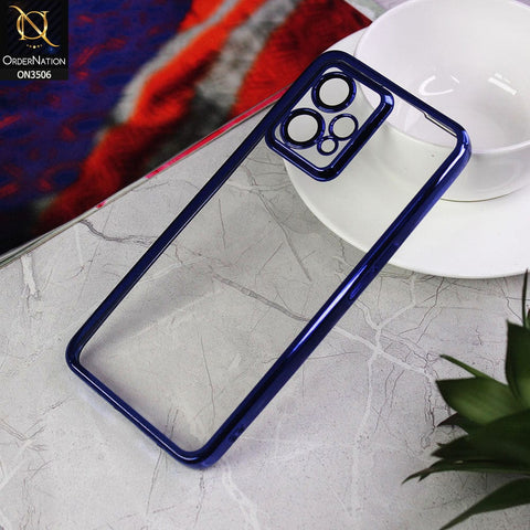 Realme 9 Pro Plus Cover - Blue - Electroplated Shiny Borders Soft Silicone Camera Protection Clear Case
