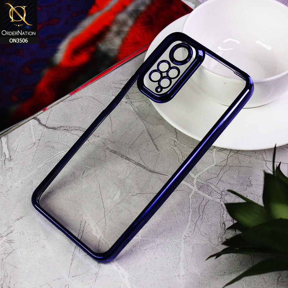 Xiaomi Redmi Note 11S Cover - Blue - Electroplated Shiny Borders Soft Silicone Camera Protection Clear Case