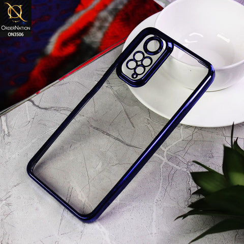 Xiaomi Redmi Note 11S Cover - Blue - Electroplated Shiny Borders Soft Silicone Camera Protection Clear Case