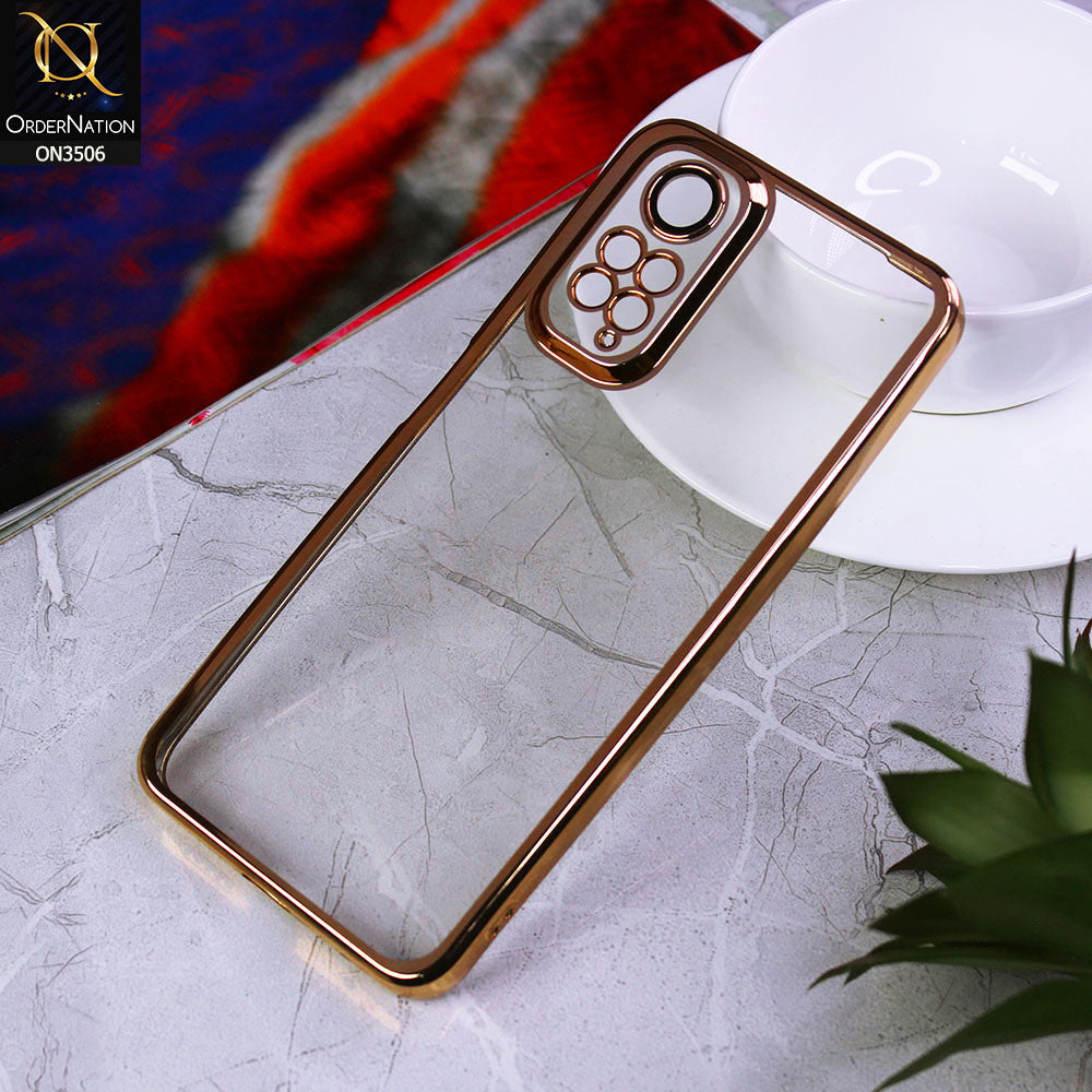 Xiaomi Redmi Note 11 Cover - Golden - Electroplated Shiny Borders Soft Silicone Camera Protection Clear Case