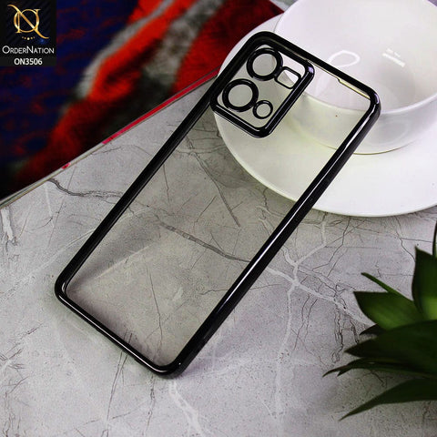 Oppo Reno 7 4G Cover - Black - Electroplated Shiny Borders Soft Silicone Camera Protection Clear Case