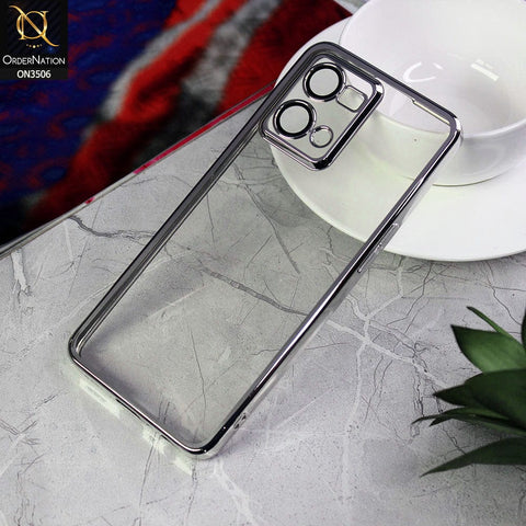 Oppo F21 Pro 4G Cover - Silver - Electroplated Shiny Borders Soft Silicone Camera Protection Clear Case