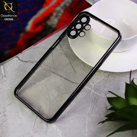 Samsung Galaxy A13 Cover - Black - Electroplated Shiny Borders Soft Silicone Camera Protection Clear Case