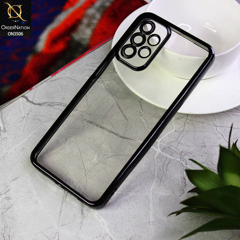 Samsung Galaxy A23 Cover - Black - Electroplated Shiny Borders Soft Silicone Camera Protection Clear Case