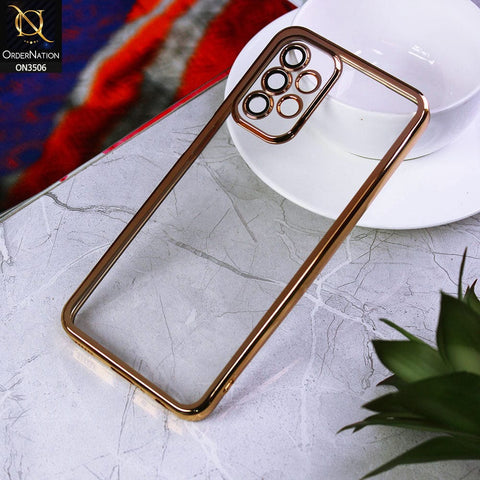 Samsung Galaxy A23 5G Cover - Golden - Electroplated Shiny Borders Soft Silicone Camera Protection Clear Case