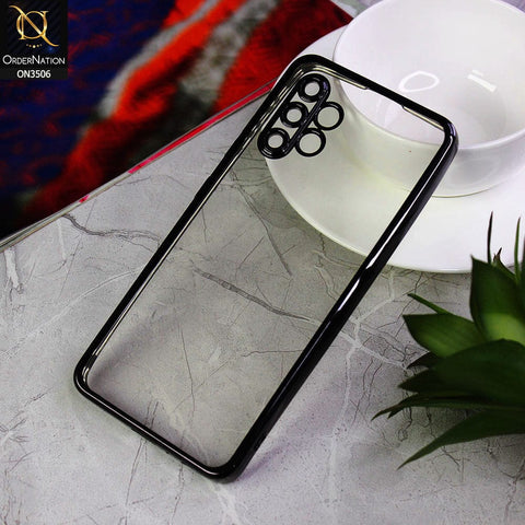 Samsung Galaxy A32 Cover - Black - Electroplated Shiny Borders Soft Silicone Camera Protection Clear Case