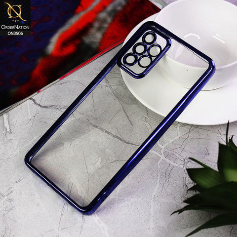 Samsung Galaxy A52s 5G Cover - Blue - Electroplated Shiny Borders Soft Silicone Camera Protection Clear Case