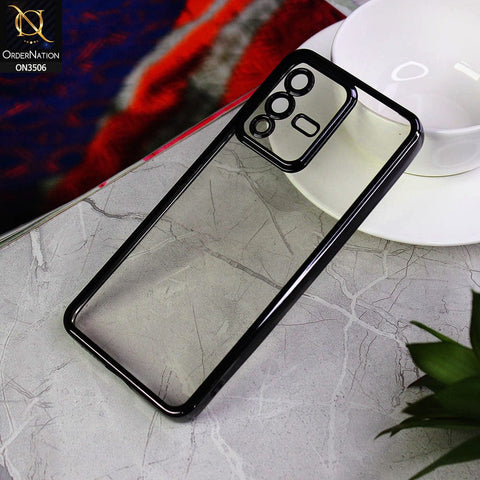 Vivo S12 Cover - Black - Electroplated Shiny Borders Soft Silicone Camera Protection Clear Case