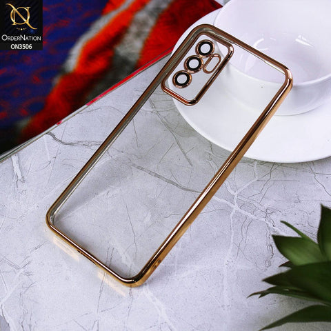 Vivo V23e 5G Cover - Golden - Electroplated Shiny Borders Soft Silicone Camera Protection Clear Case