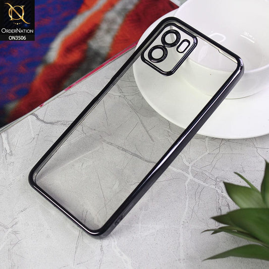 Vivo Y01 Cover - Black - Electroplated Shiny Borders Soft Silicone Camera Protection Clear Case