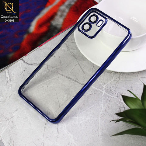 Vivo Y15c Cover - Blue - Electroplated Shiny Borders Soft Silicone Camera Protection Clear Case