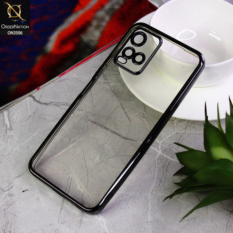 Vivo Y33s Cover - Black - Electroplated Shiny Borders Soft Silicone Camera Protection Clear Case
