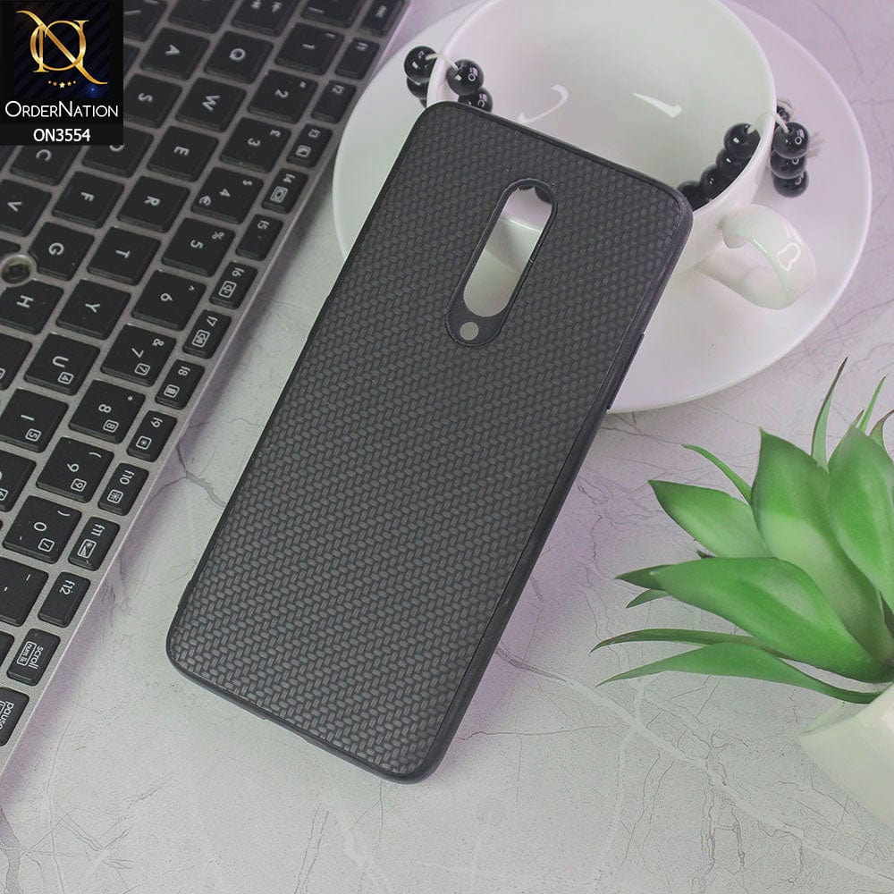 OnePlus 7 Pro Cover - Black - Carbon Fiber Texture Soft Silicone Case