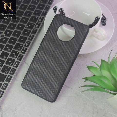 OnePlus 7T Cover - Black - Carbon Fiber Texture Soft Silicone Case