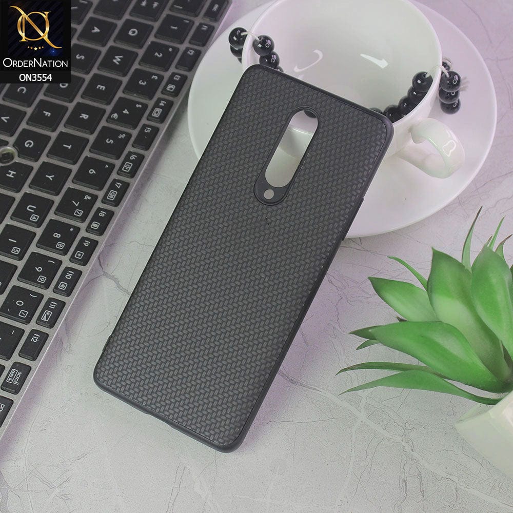 OnePlus 8 4G Cover - Black - Carbon Fiber Texture Soft Silicone Case