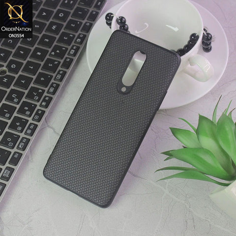 OnePlus 8 4G Cover - Black - Carbon Fiber Texture Soft Silicone Case