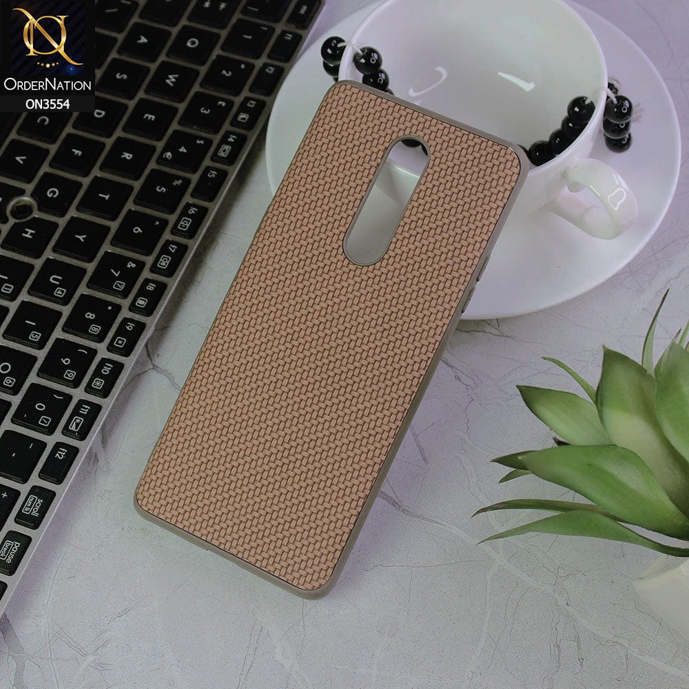 OnePlus 8 4G Cover - Light Brown - Carbon Fiber Texture Soft Silicone Case