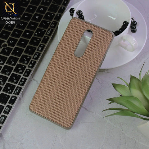 OnePlus 8 4G Cover - Light Brown - Carbon Fiber Texture Soft Silicone Case