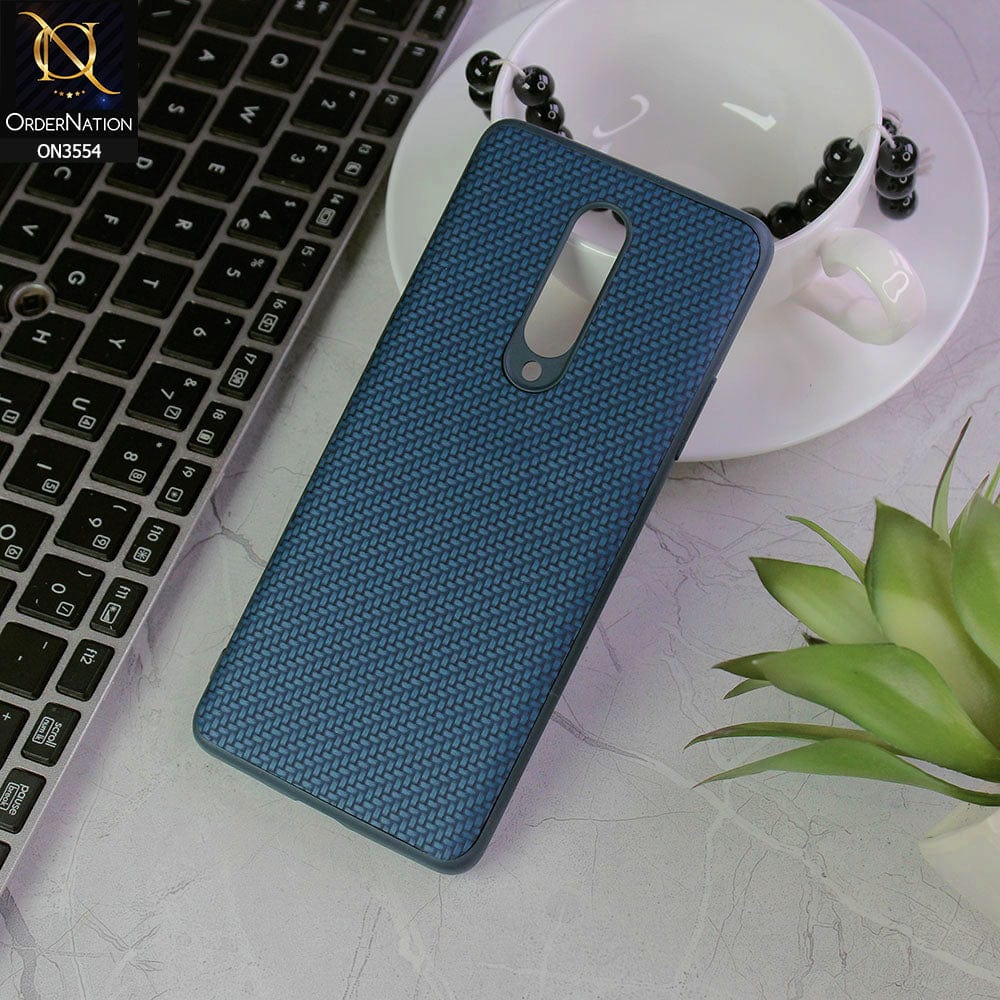 OnePlus 8 4G Cover - Navy Blue - Carbon Fiber Texture Soft Silicone Case