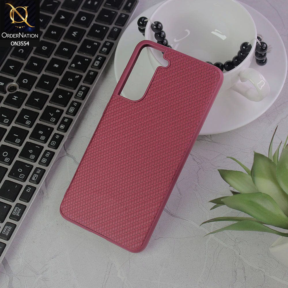 Samsung Galaxy S21 FE 5G Cover - Burgundy - Carbon Fiber Texture Soft Silicone Case