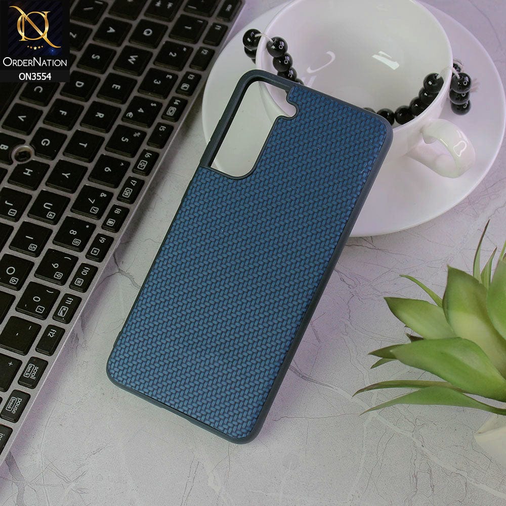 Samsung Galaxy S21 FE 5G Cover - Navy Blue - Carbon Fiber Texture Soft Silicone Case