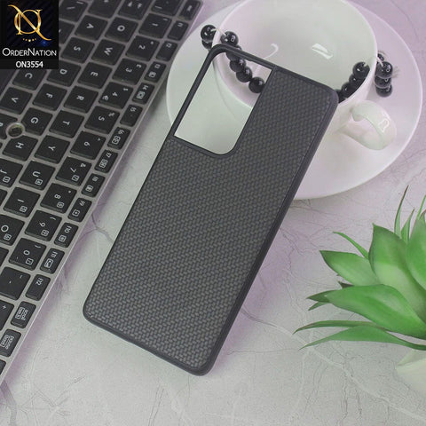 Samsung Galaxy S21 Ultra 5G Cover - Black - Carbon Fiber Texture Soft Silicone Case