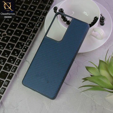 Samsung Galaxy S21 Ultra 5G Cover - Navy Blue - Carbon Fiber Texture Soft Silicone Case