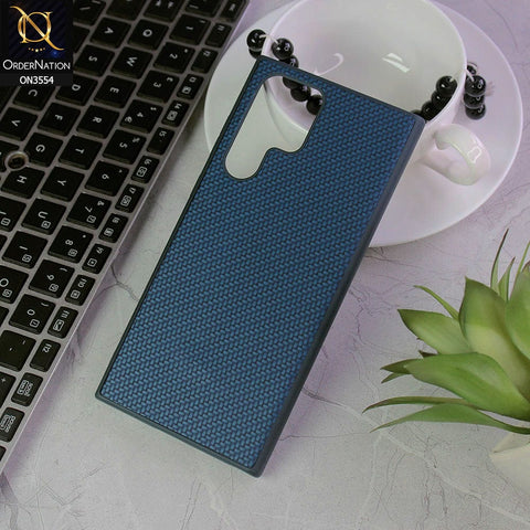 Samsung Galaxy S22 Ultra 5G Cover - Navy Blue - Carbon Fiber Texture Soft Silicone Case