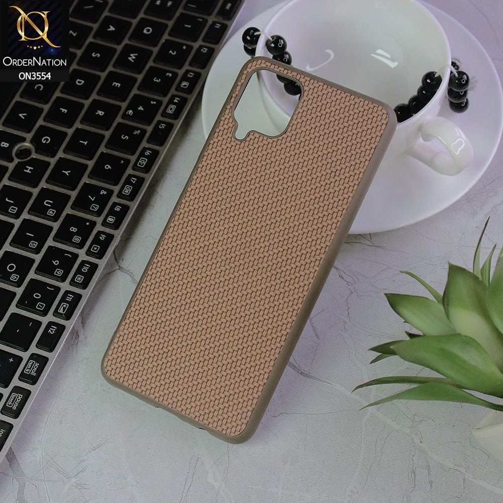 Samsung Galaxy A12 Cover - Light Brown - Carbon Fiber Texture Soft Silicone Case