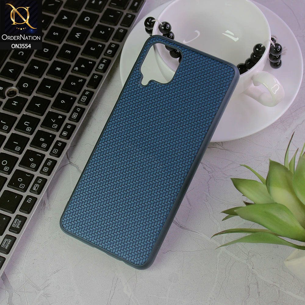 Samsung Galaxy A12 Nacho Cover - Navy Blue - Carbon Fiber Texture Soft Silicone Case