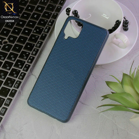 Samsung Galaxy A12 Cover - Navy Blue - Carbon Fiber Texture Soft Silicone Case