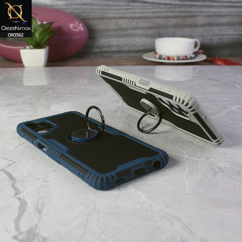 Samsung Galaxy A13 Cover - Blue - Shockproff Dotted Hybrid Soft Case with Ring Holder