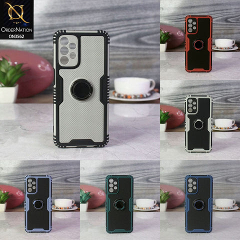 Oppo A76 Cover - Black - Shockproff Dotted Hybrid Soft Case with Ring Holder