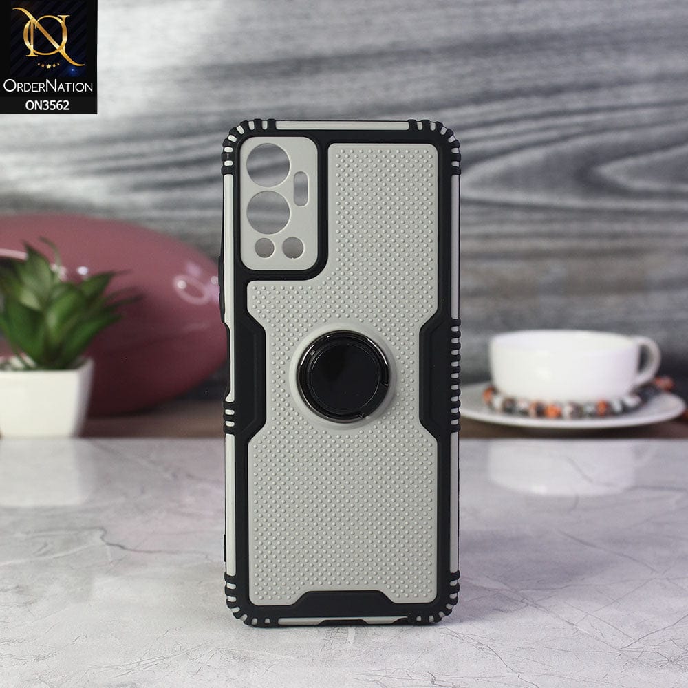 Infinix Hot 12 Cover - Black - Shockproff Dotted Hybrid Soft Case with Ring Holder