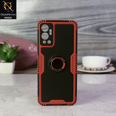 Infinix Hot 12 Cover - Red - Shockproff Dotted Hybrid Soft Case with Ring Holder