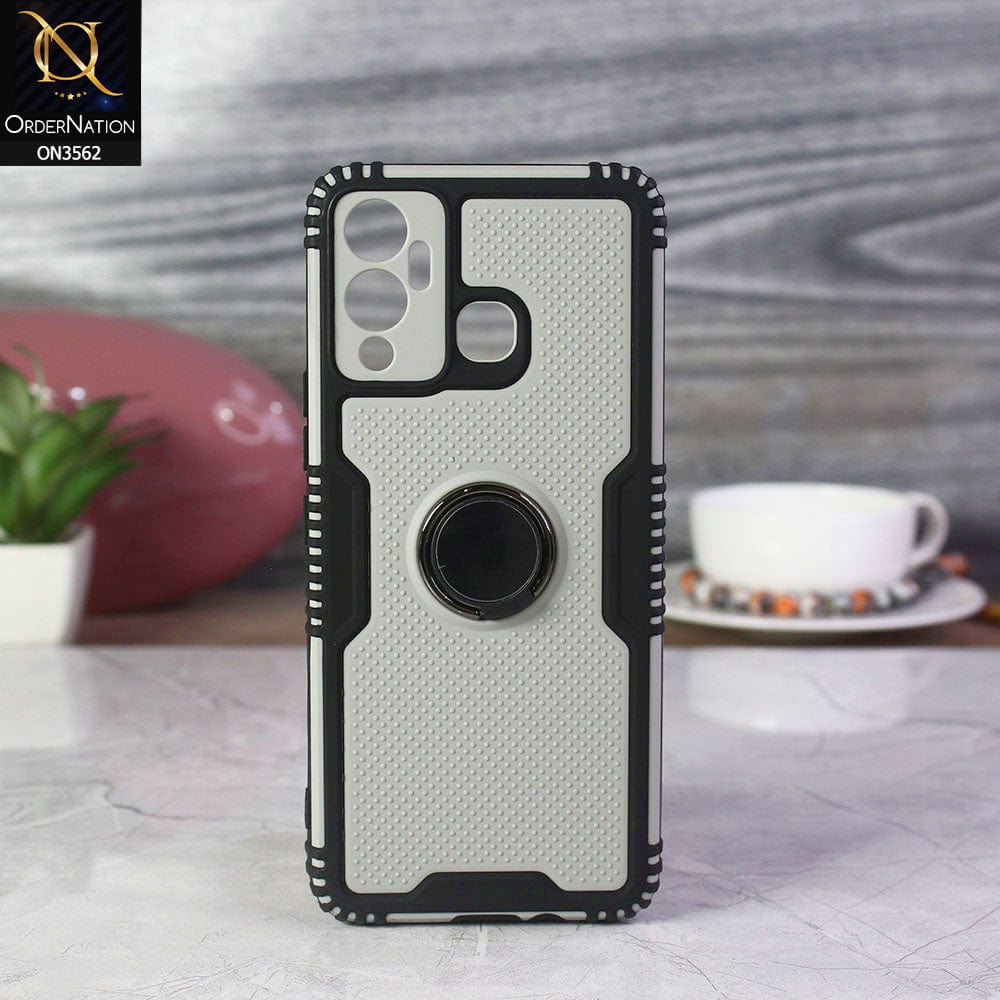 Infinix Hot 12 Play Cover - Black - Shockproff Dotted Hybrid Soft Case with Ring Holder