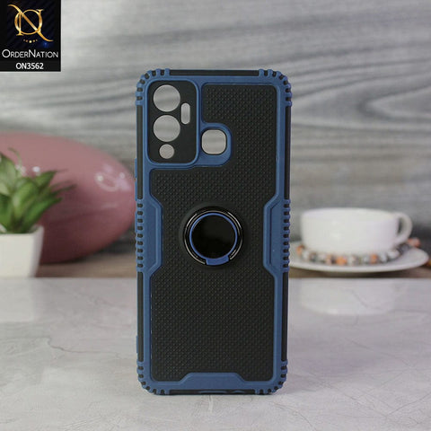 Infinix Hot 12 Play Cover - Blue - Shockproff Dotted Hybrid Soft Case with Ring Holder