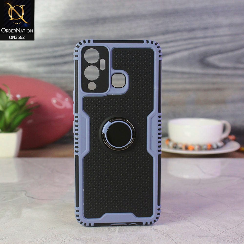Infinix Hot 12 Play Cover - Cyan - Shockproff Dotted Hybrid Soft Case with Ring Holder