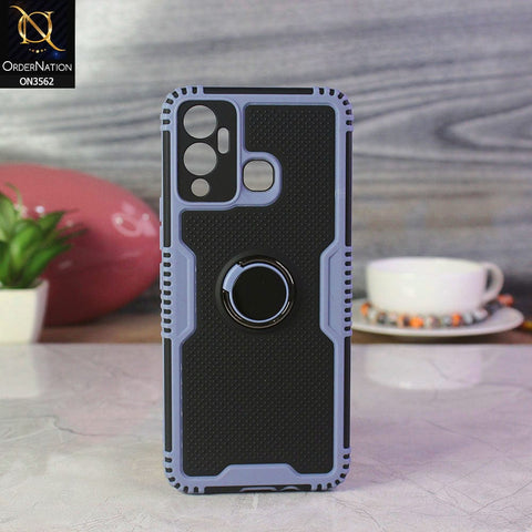 Infinix Hot 12 Play Cover - Cyan - Shockproff Dotted Hybrid Soft Case with Ring Holder