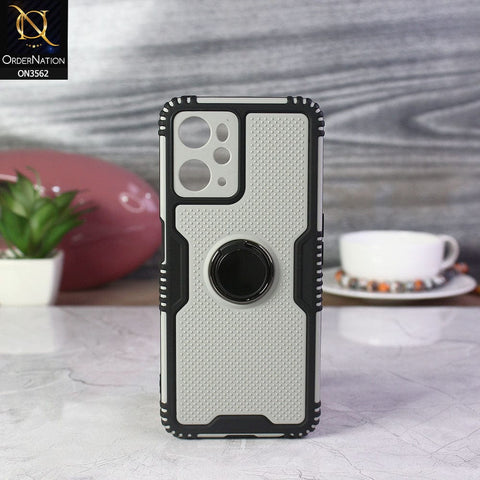 Oppo A76 Cover - Black - Shockproff Dotted Hybrid Soft Case with Ring Holder