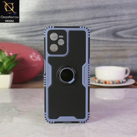 Realme C35 Cover - Cyan - Shockproff Dotted Hybrid Soft Case with Ring Holder